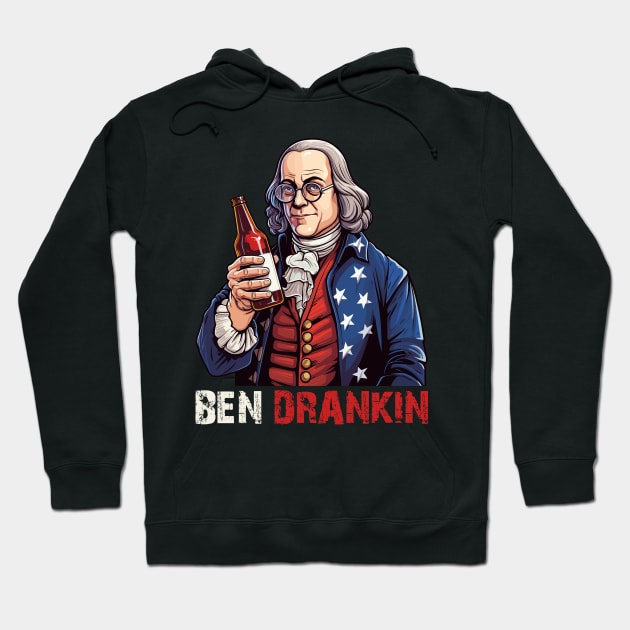 Funny 4th of July Ben Drankin Patriotic Hoodie by Rosemat